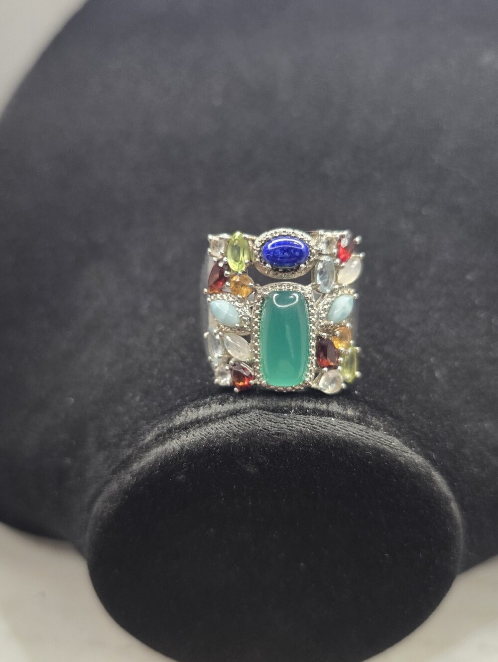 Ross-Simons Sterling Silver Natural multi-gemstone Confetti Ring Size 10 - Picture 3 of 12